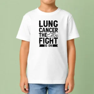 Nice Pretty Lung Cancer The Fight Is On Awareness Ribbon Support Warrior Survivor Kids T-Shirt