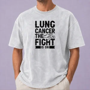 Nice Pretty Lung Cancer The Fight Is On Awareness Ribbon Support Warrior Survivor Washed T-Shirt