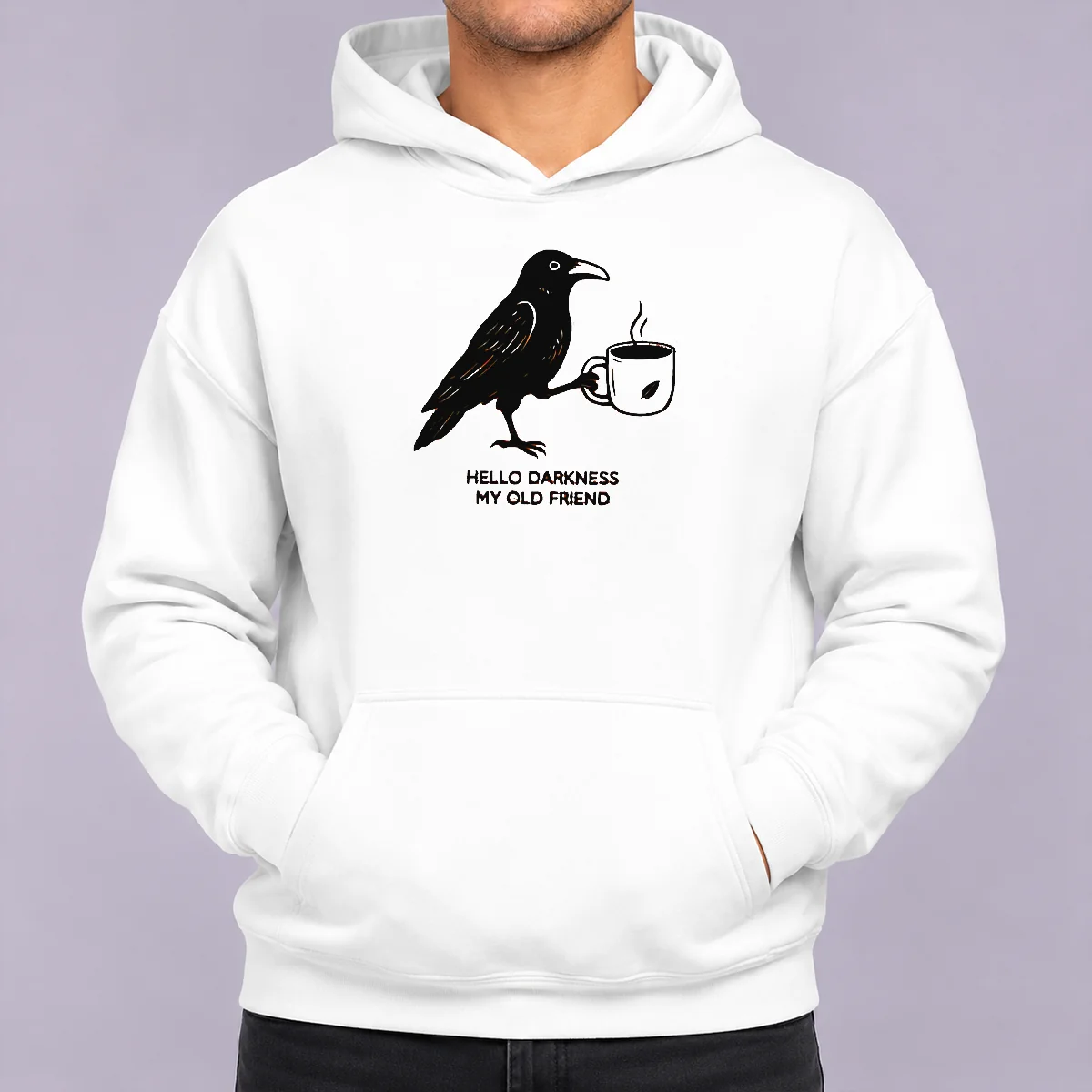 Official Crow Raven Drink Coffee Hello Darkness My Old Friend Hoodie