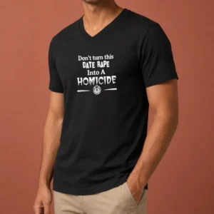 Official Don'T Turn This Date Rape Into A Homicide V-Neck Shirt