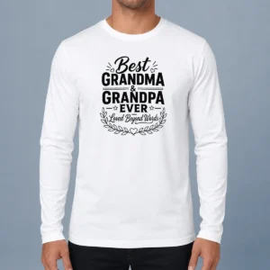 Official Grandparents Day Gratitude Line Art Family Long Sleeve Shirt in white with minimalist line art design