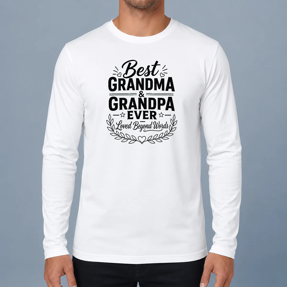 Official Grandparents Day Gratitude Line Art Family Long Sleeve Shirt in white with minimalist line art design