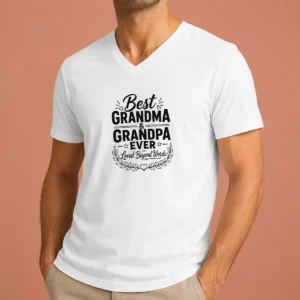 Official Grandparents Day Gratitude Line Art Family V Neck Shirt in soft fabric with minimalist line art design