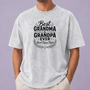Official Grandparents Day Gratitude Line Art Family Washed T Shirt featuring a soft vintage look with family line art design