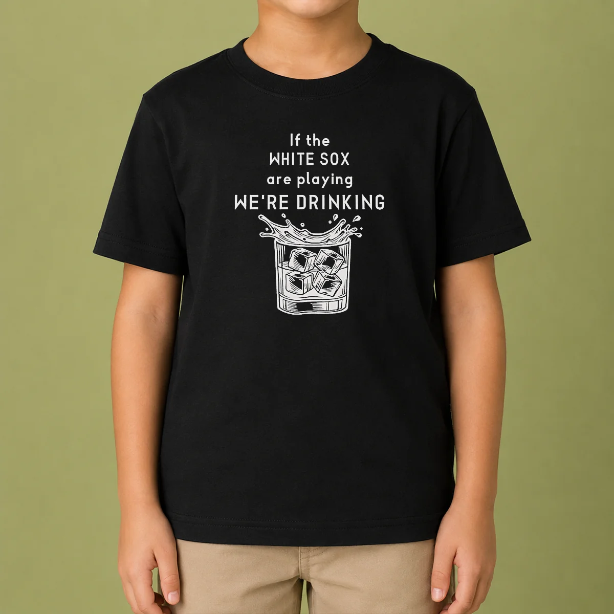 Official If The White Sox Are Playing We Are Drinking Whiskey ICE Cube Kids T-Shirt