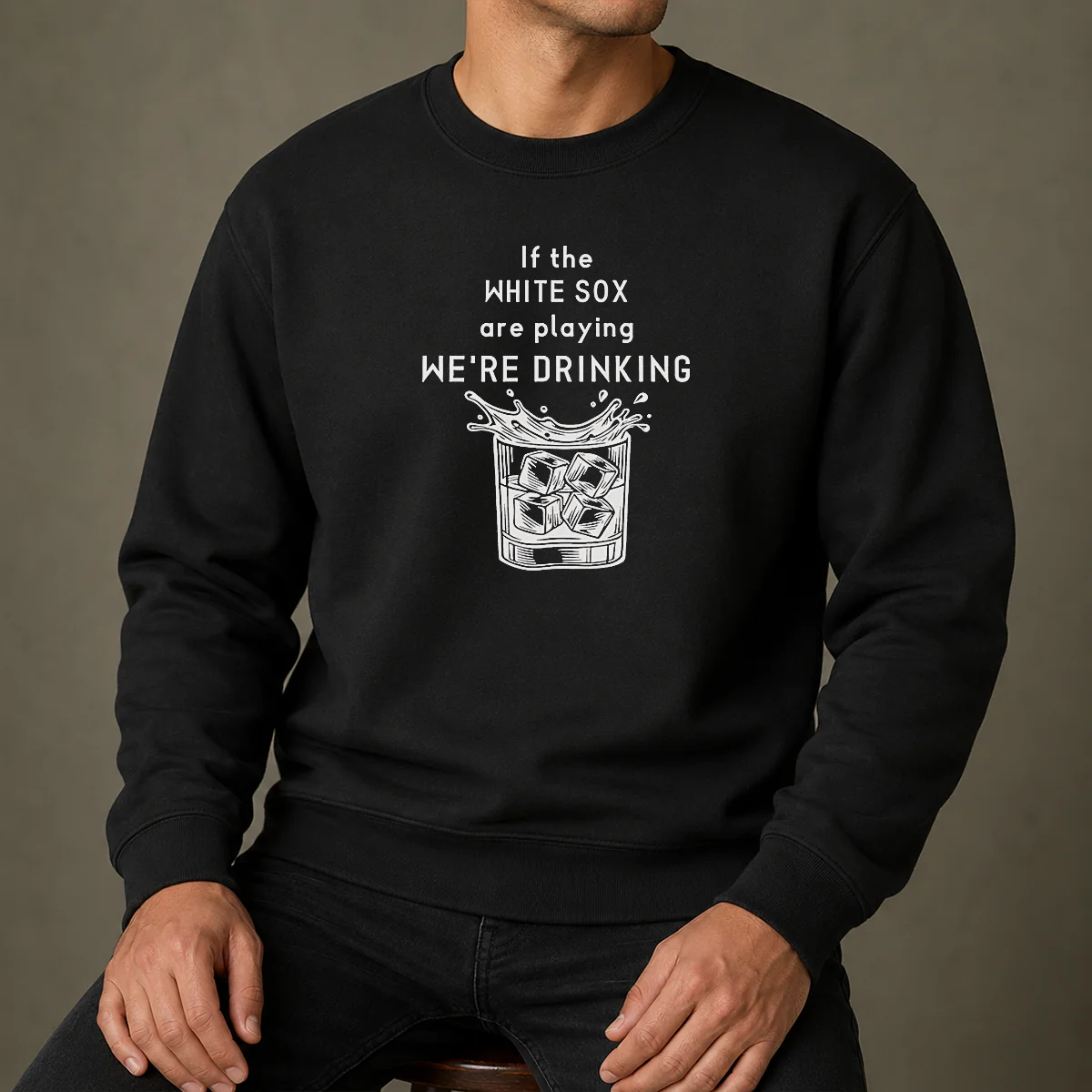 Official If The White Sox Are Playing We Are Drinking Whiskey ICE Cube Sweater