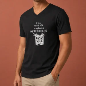 Official If The White Sox Are Playing We Are Drinking Whiskey ICE Cube V-Neck Shirt