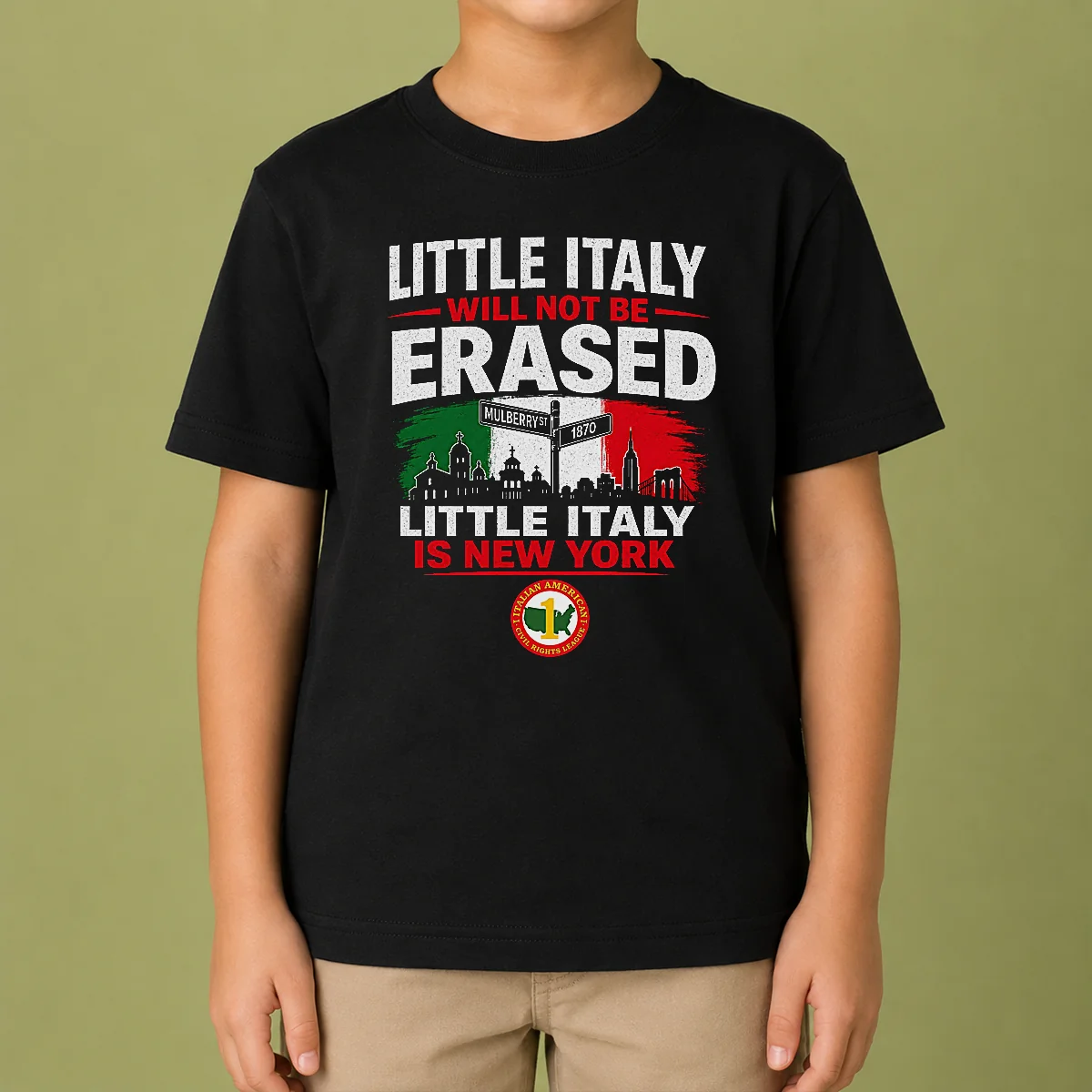 Official Little Italy Will Not Be Erased Little Italy Is New York Kids T-Shirt
