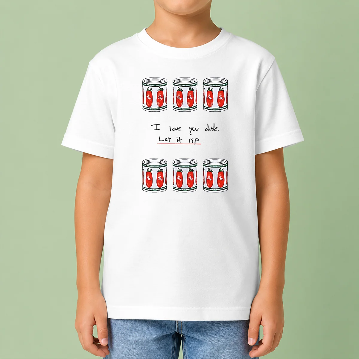 Official The Bear I Love You Dude Let It Rip Tomato Cans kids t shirt in vibrant colors for children