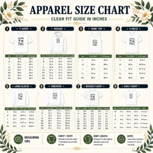 Size chart for Original Eid Mubarak And Against Oppressive Government showing measurements in inches and cm