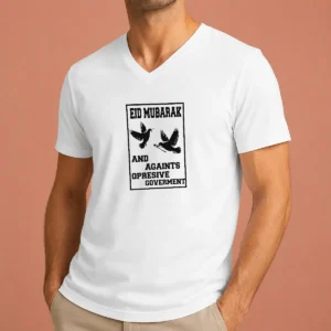 Original Eid Mubarak And Against Oppressive Government V-Neck Shirt