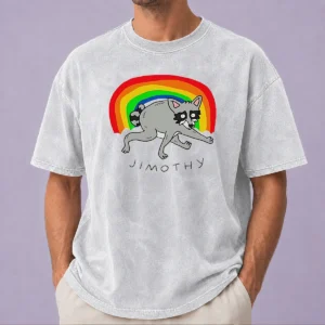 Original Jimothy The Raccoon Rainbow Funny Animal Washed T-Shirt
