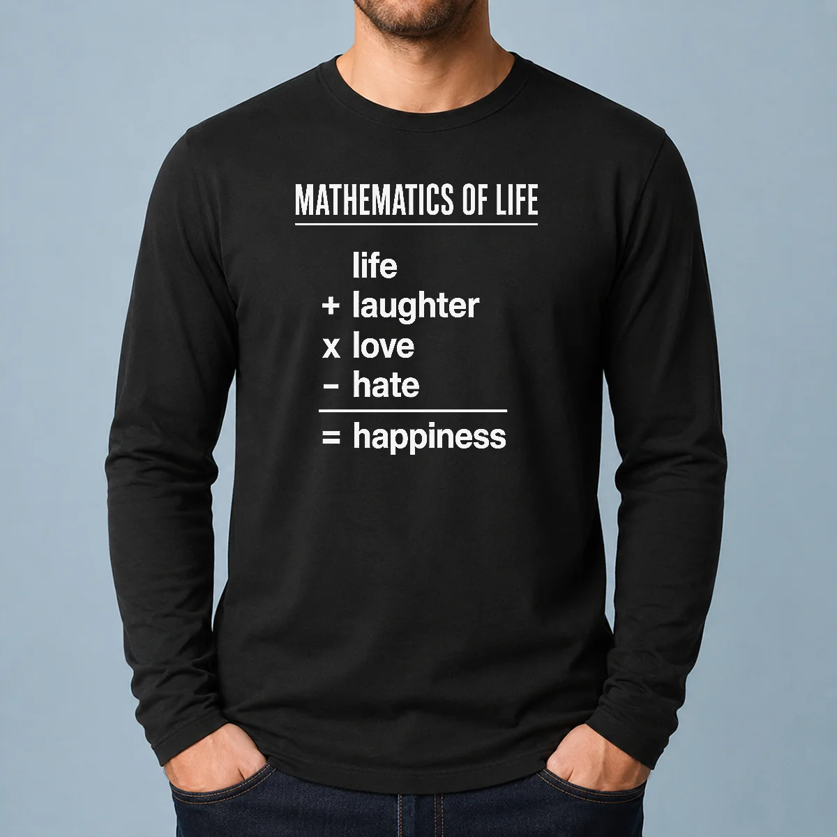 Original Mathematics Of Life Long Sleeve Shirt in black, featuring a bold graphic design on soft cotton fabric