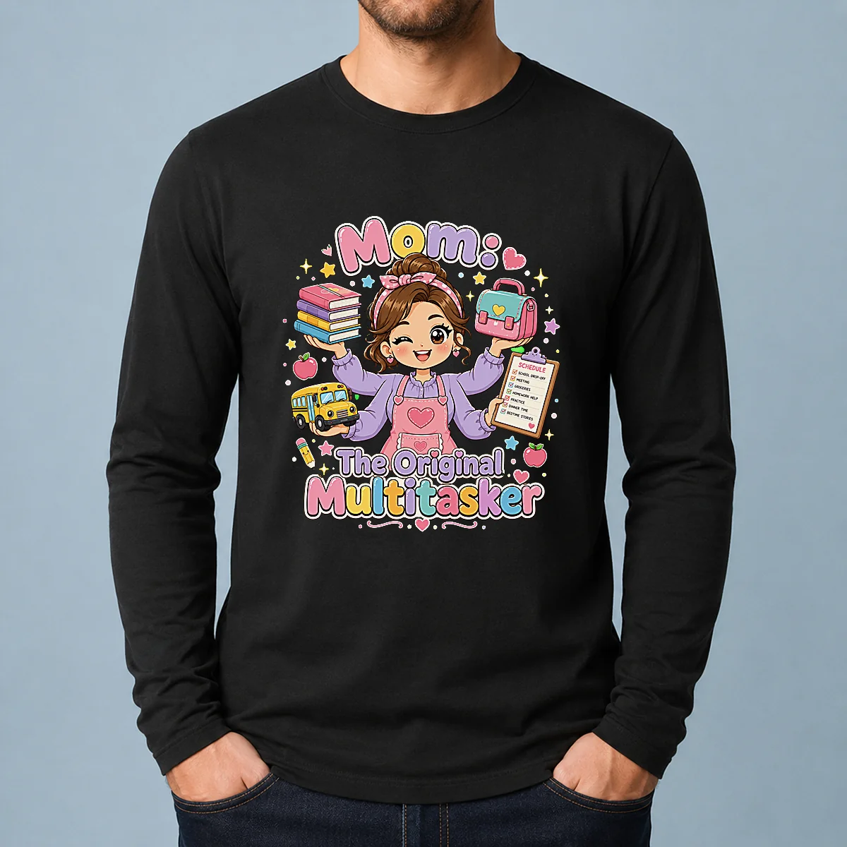 Original Multitasking Mom Kawaii Long Sleeve Shirt