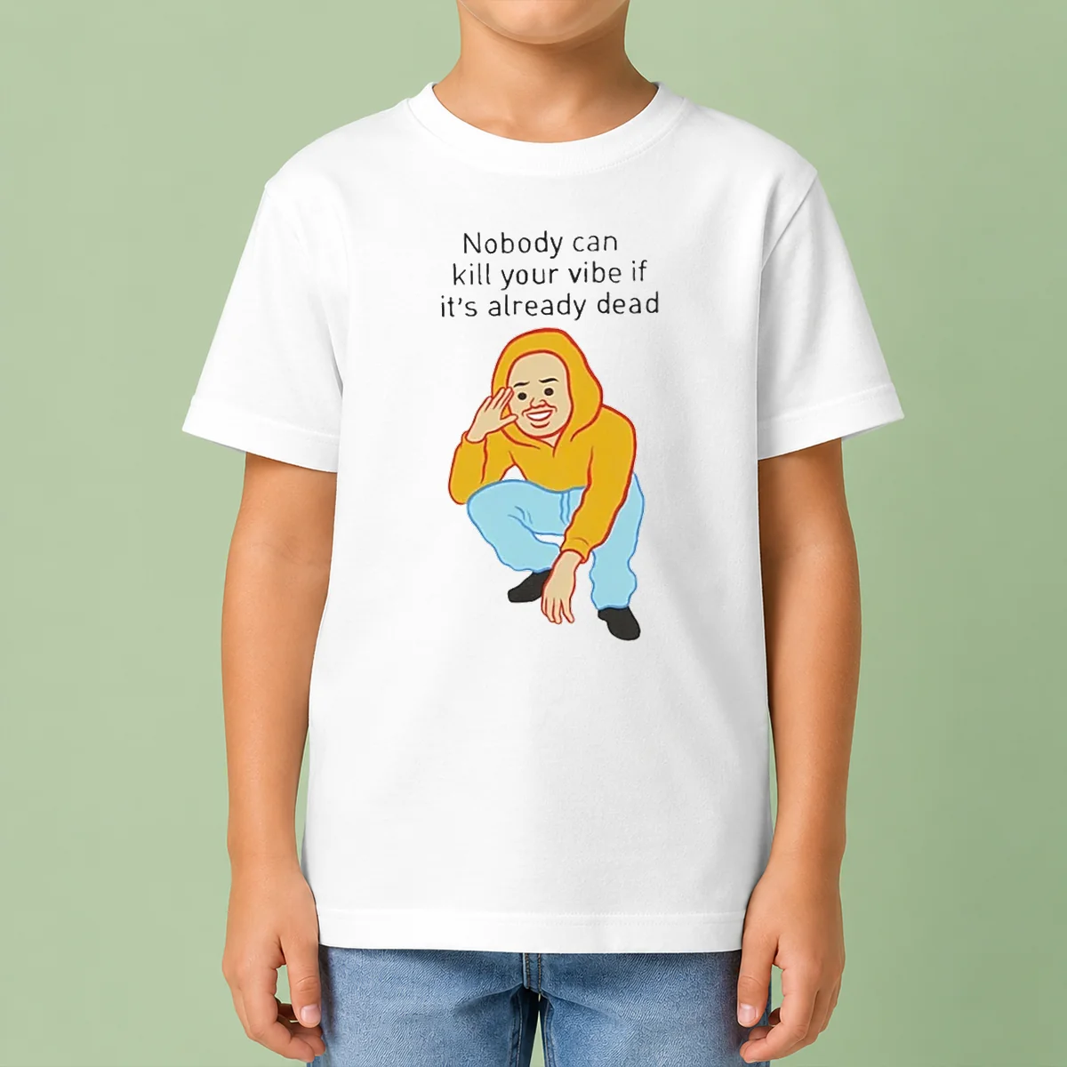 Original Nobody Can Kill Your Vibe If It'S Already Dead Cartoon Man Kids T-Shirt