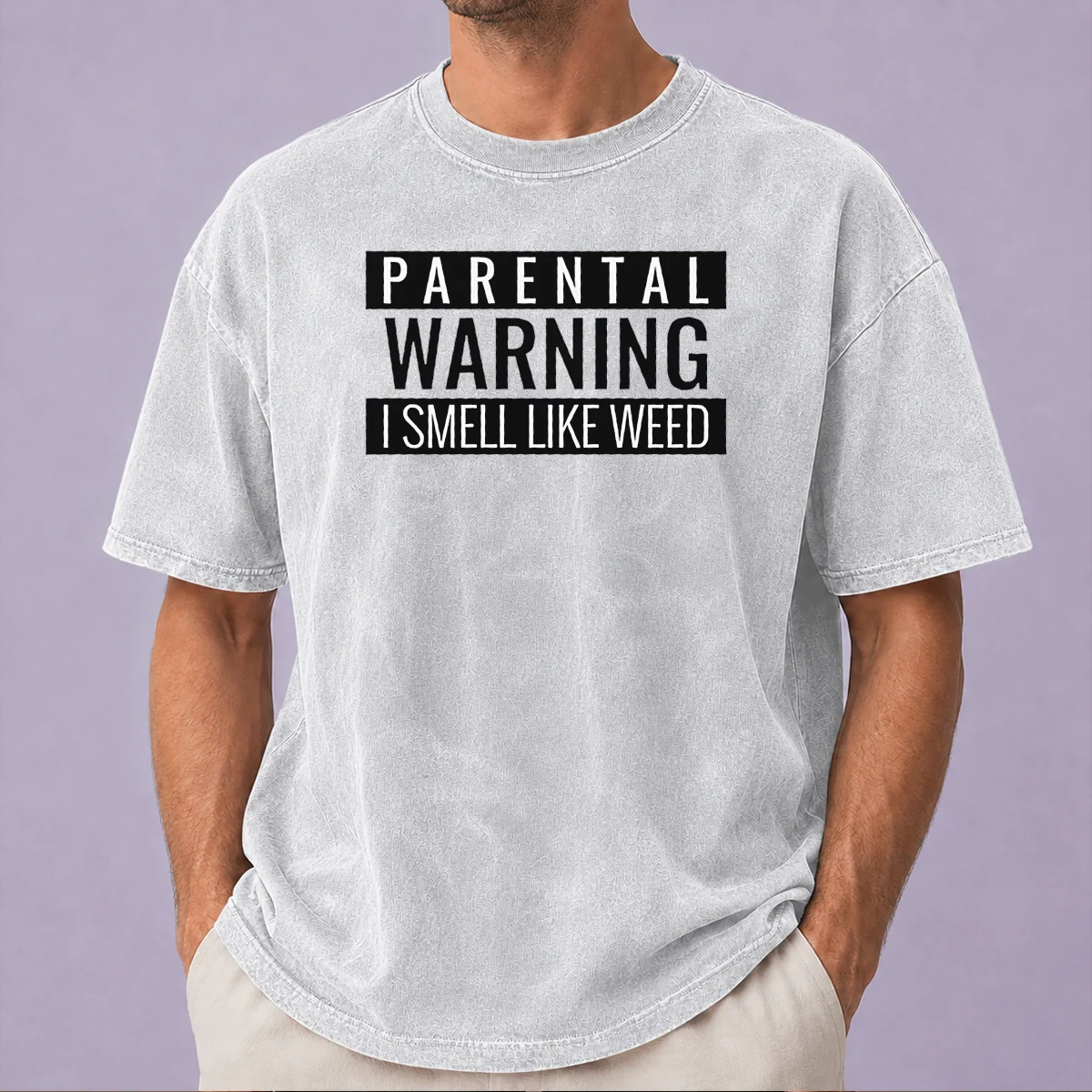 Original Parental Warning I Smell Like Weed Washed T-Shirt