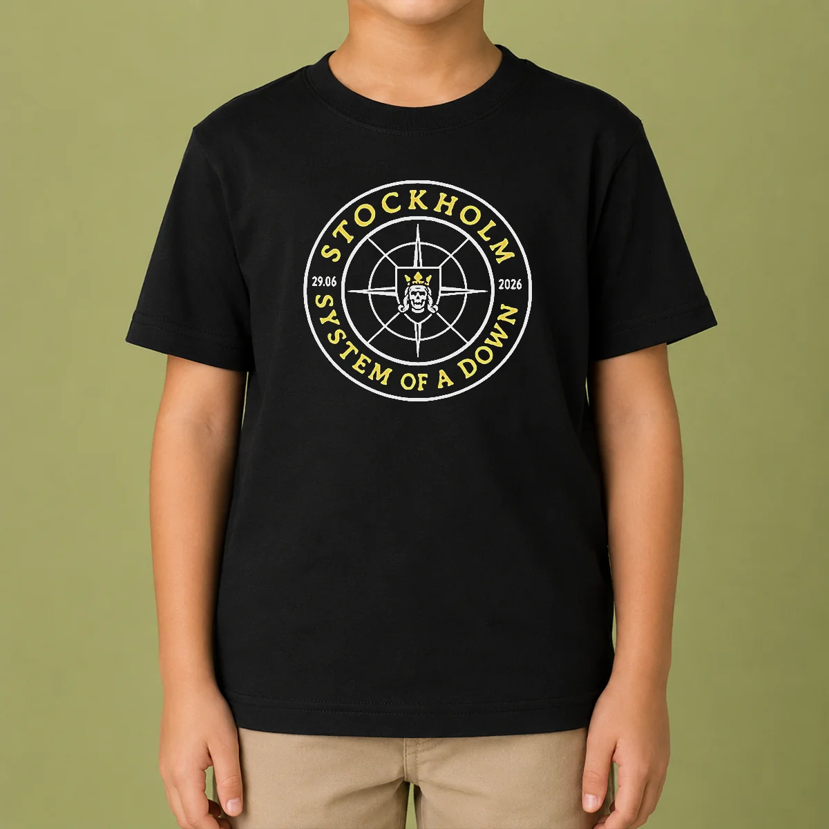 Original System Of A Down Stockholm 2026 Tour Badge Kids T-Shirt