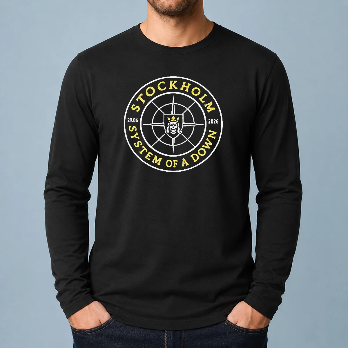 Original System Of A Down Stockholm 2026 Tour Badge Long Sleeve Shirt
