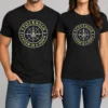 Original System Of A Down Stockholm 2026 Tour Badge t shirt featuring a classic black crew neck design with bold tour badge print