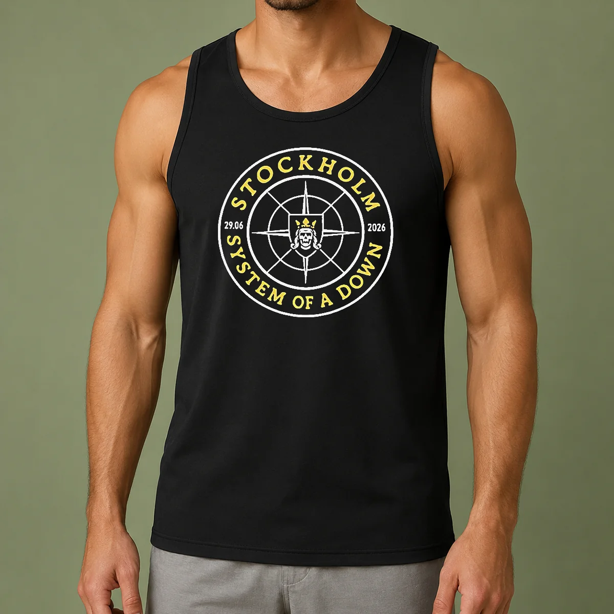 Original System Of A Down Stockholm 2026 Tour Badge Tank Top