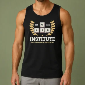 Original WASD Institute Est 1996 Mastering Basic Movement tank top in black, sleeveless casual wear