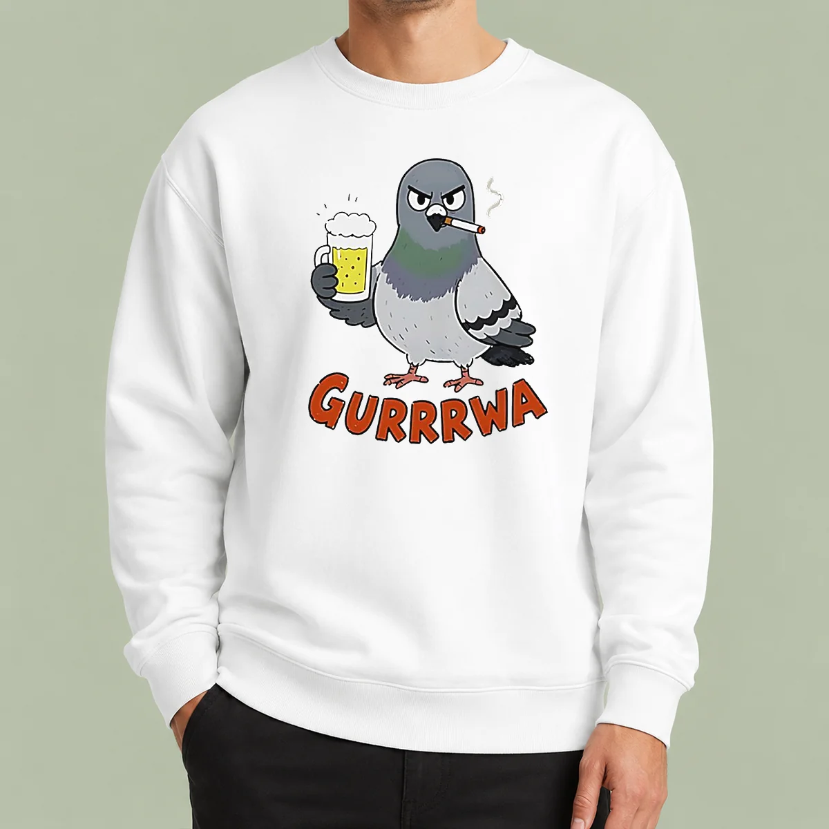 Premium Angry Pigeon With Beer And Cigarette Sweater