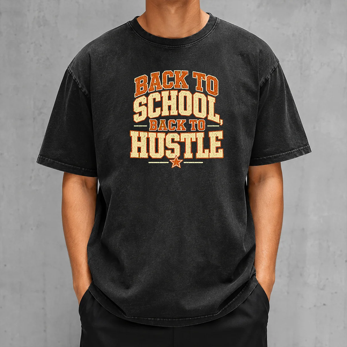 Premium Back To School Hustle Vintage For Students And Teacher Washed T-Shirt