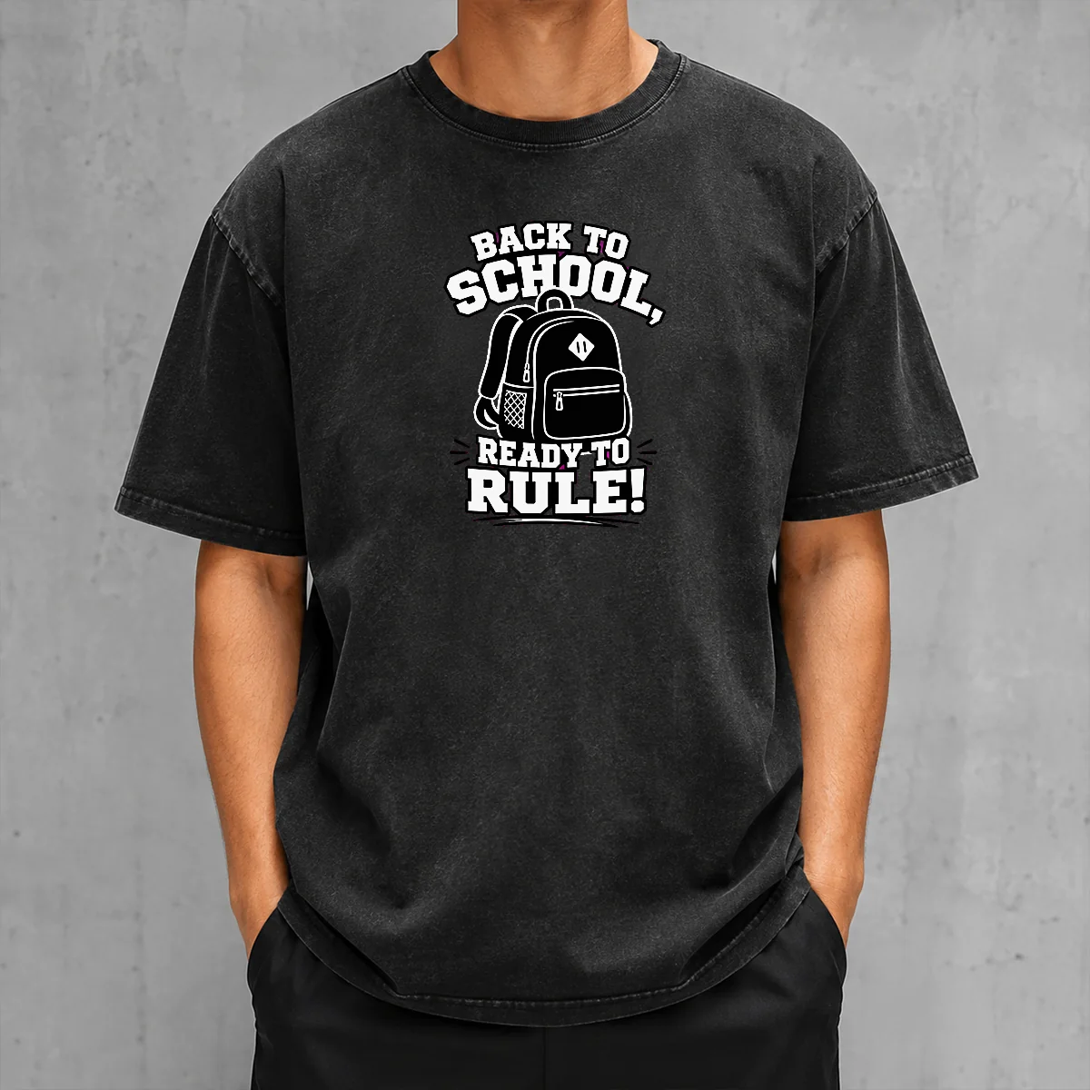 Premium Back To School Ready To Rule Silhouette Washed T-Shirt