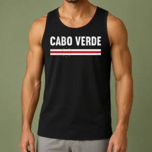Premium Cabo Verde Flag National Pride Tank Top featuring vibrant Cabo Verde flag colors on a sleeveless cotton garment