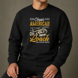 Premium Classic American Hughes OH 6 Cayuse Loach Arm Aviation Action Sweater