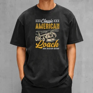 Premium Classic American Hughes OH 6 Cayuse Loach Arm Aviation Action Washed T-Shirt