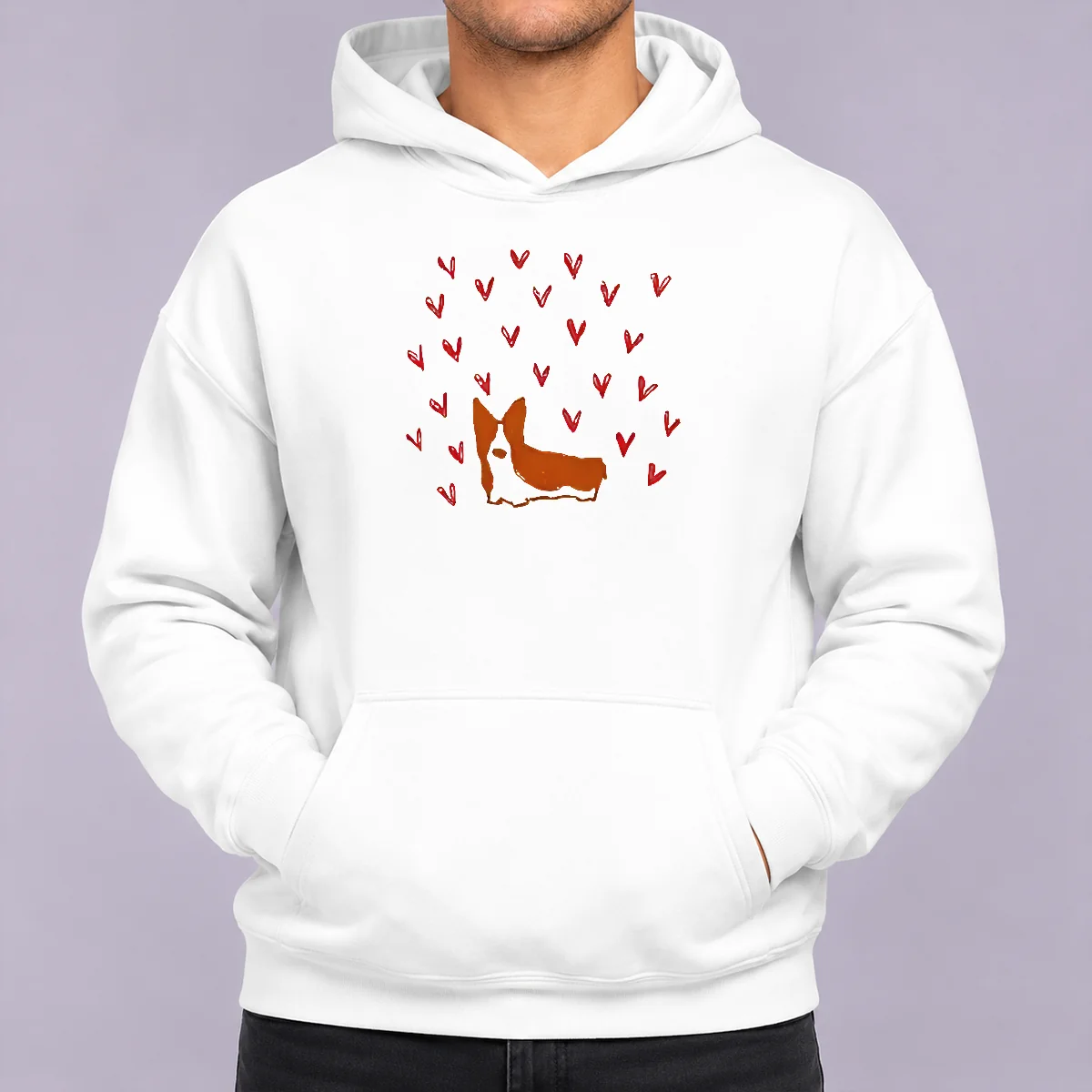 Premium Cute Corgi Dog Valentines Day Hoodie