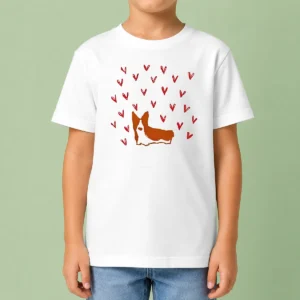Premium Cute Corgi Dog Valentines Day Kids T-Shirt