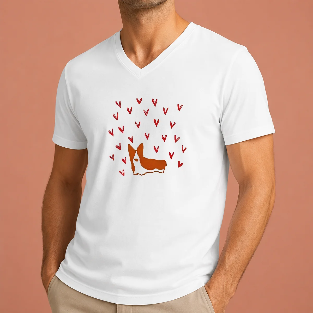Premium Cute Corgi Dog Valentines Day V-Neck Shirt Premium Cute Corgi Dog Valentines Day V-Neck Shirt