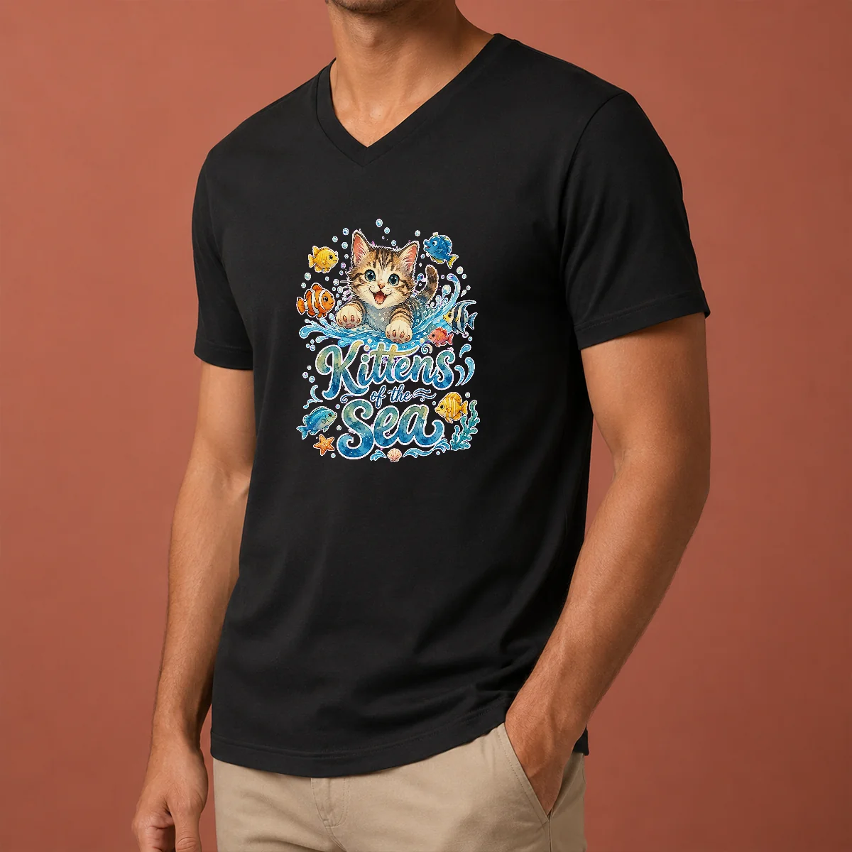 Premium Cute Kittens Of The Sea V-Neck Shirt Premium Cute Kittens Of The Sea V-Neck Shirt