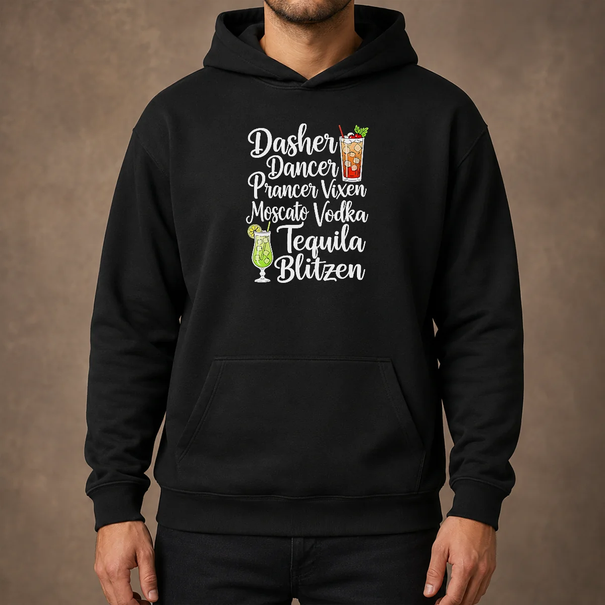 Premium Drinks Cocktail Glass Dasher Dancer Prancer Vixen Moscato Vodka Tequila Blitzen Hoodie