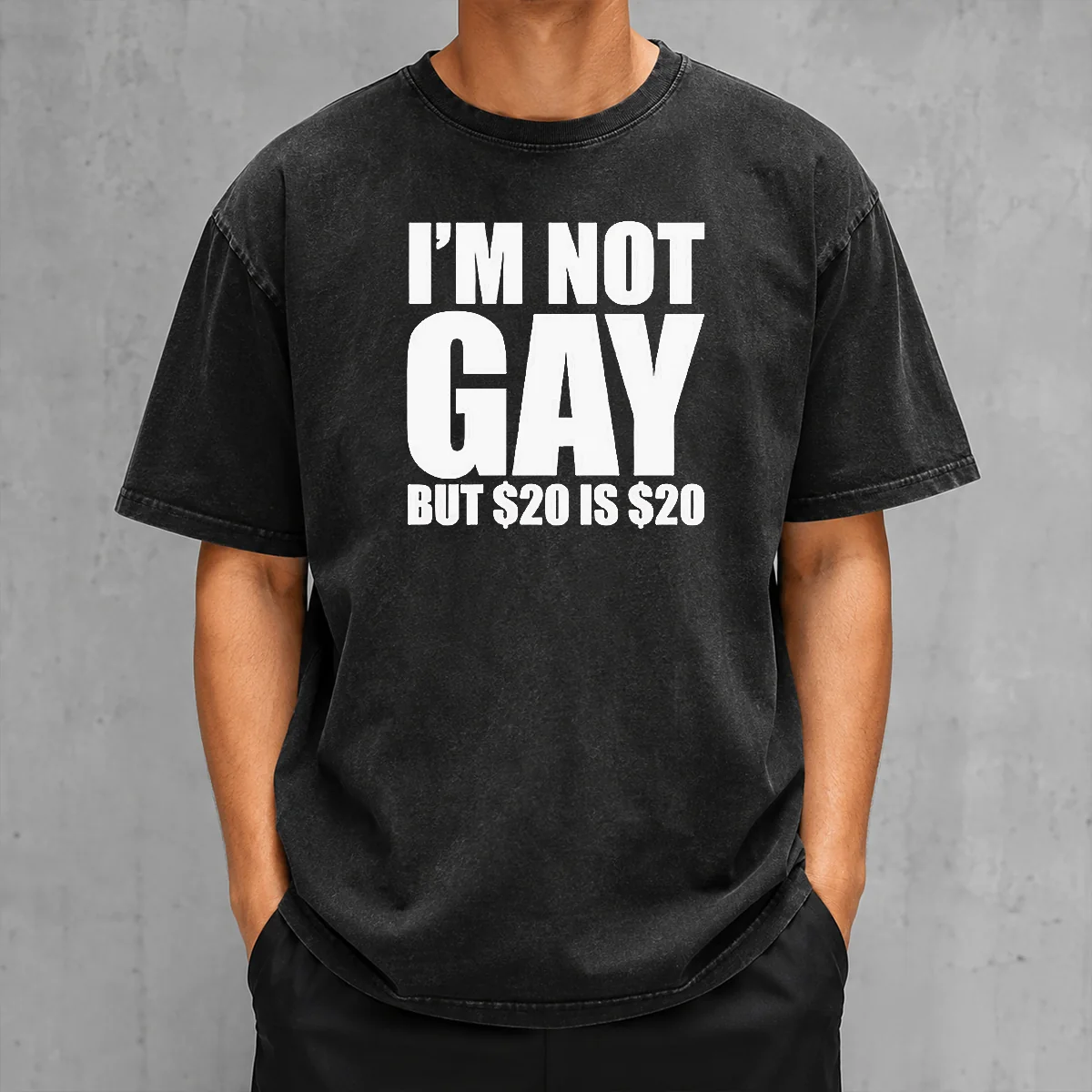 Premium I Am Not Gay But 20 Dollars Is 20 Dollars Meme Washed T-Shirt