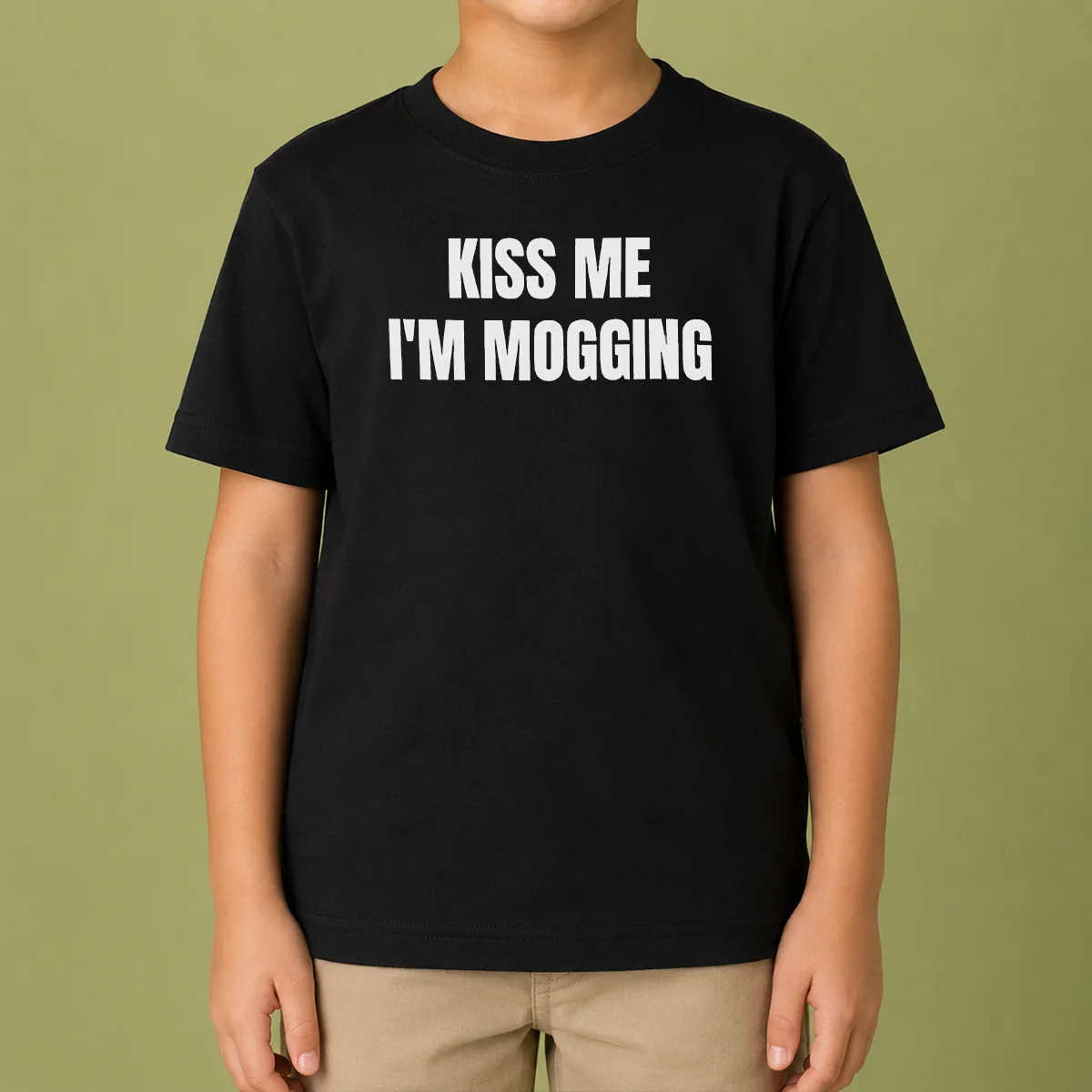 Premium Kiss Me I'M Mogging Looksmaxxing Meme Kids T-Shirt