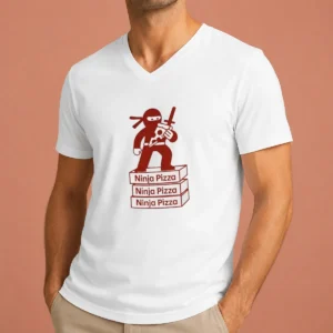 Premium Ninja Pizza Ninja Pizza Ninja Pizza Ninja Pizza Standing On Boxes V-Neck Shirt