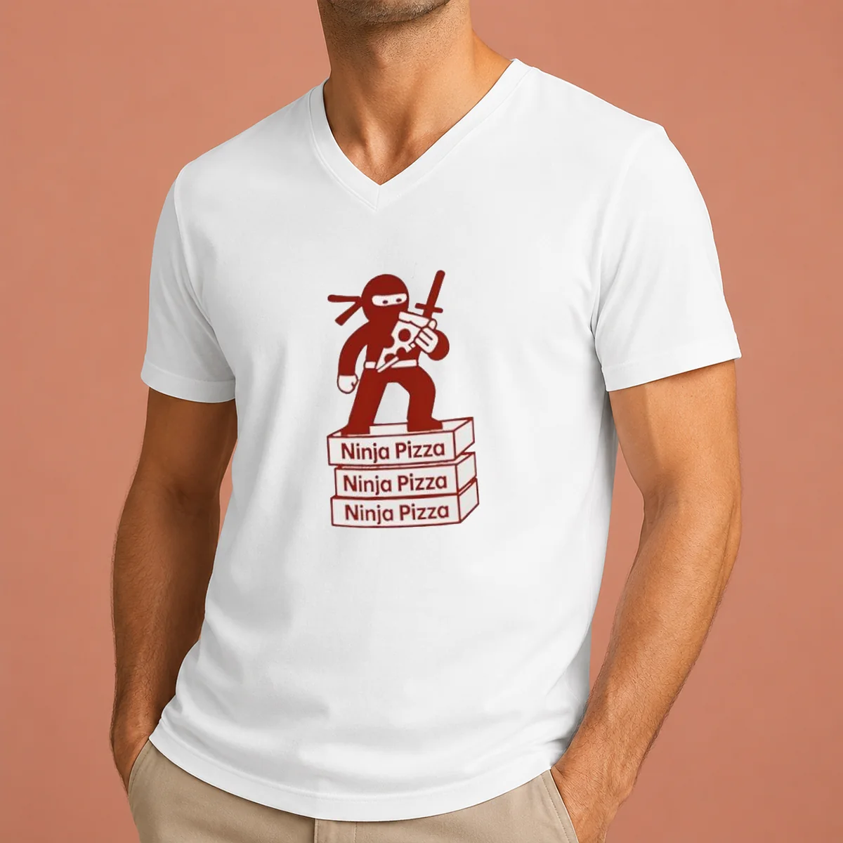 Premium Ninja Pizza Ninja Pizza Ninja V-Neck Shirt Premium Ninja Pizza Ninja Pizza Ninja V-Neck Shirt
