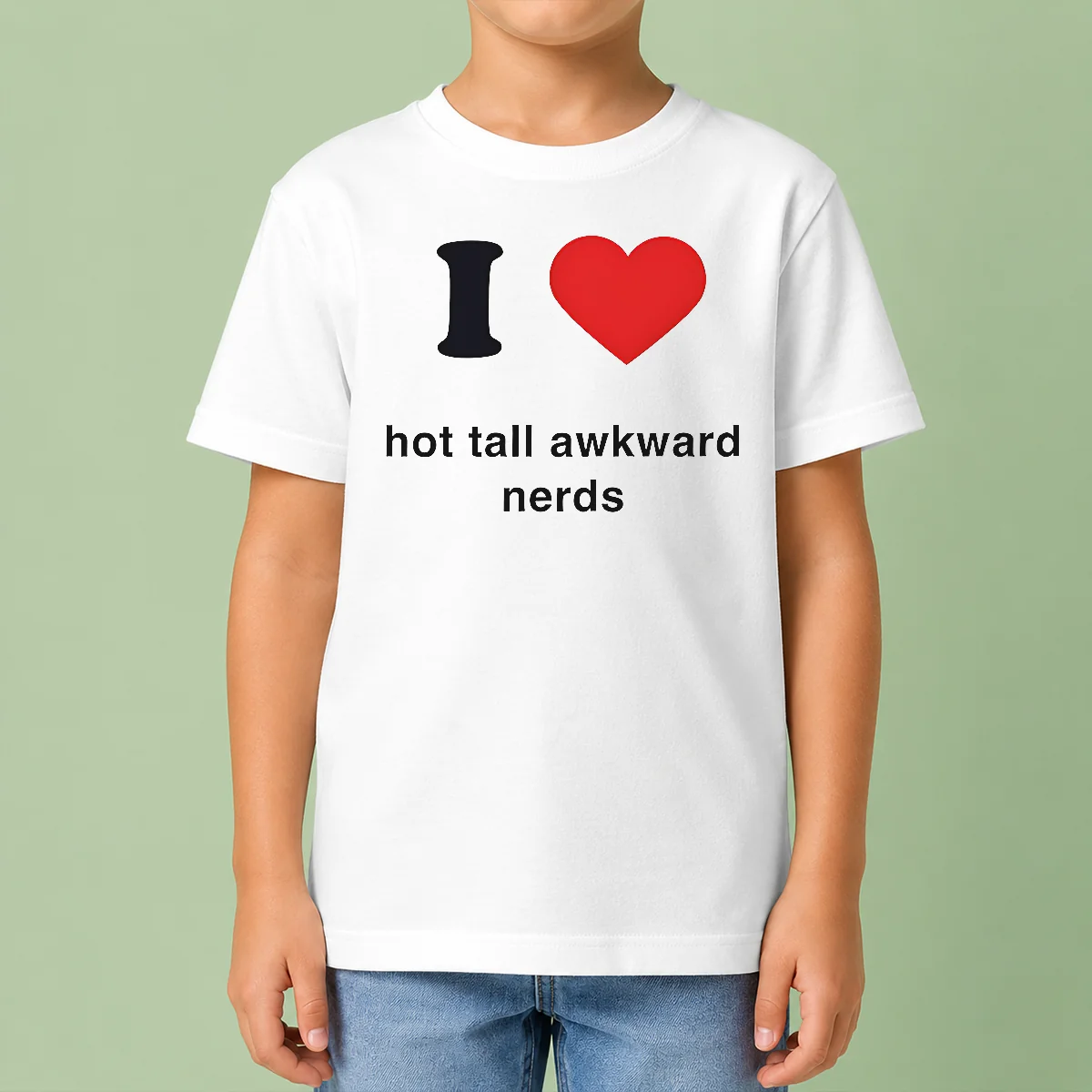 Premium Official I Love Hot Tall Awkward Nerds Nerd Aesthetic kids t shirt in white with colorful text design
