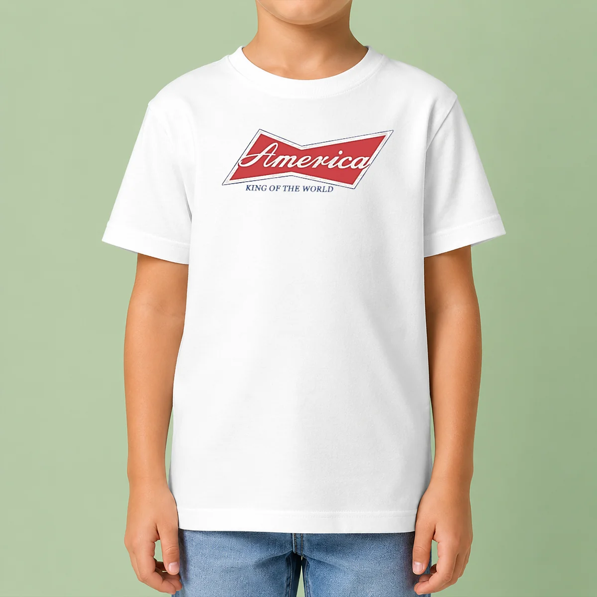 Premium Pretty America King Of The World Patriotic USA Kids T-Shirt
