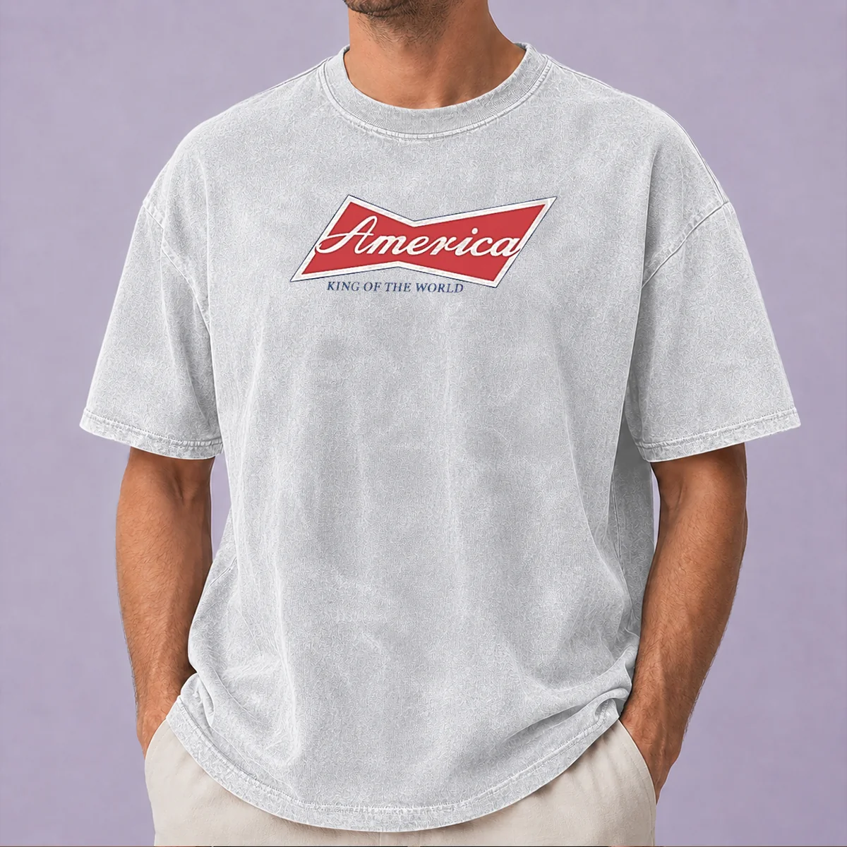 Premium Pretty America King Of The World Patriotic USA Washed T-Shirt