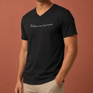 Premium Pretty Refugees Are Courageous V-Neck Shirt