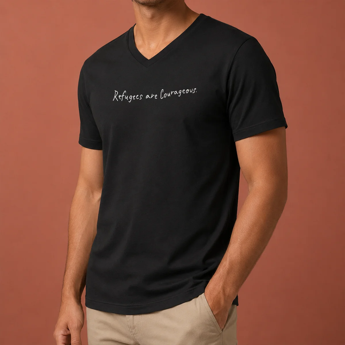 Premium Pretty Refugees Are Courageous V-Neck Shirt Premium Pretty Refugees Are Courageous V-Neck Shirt