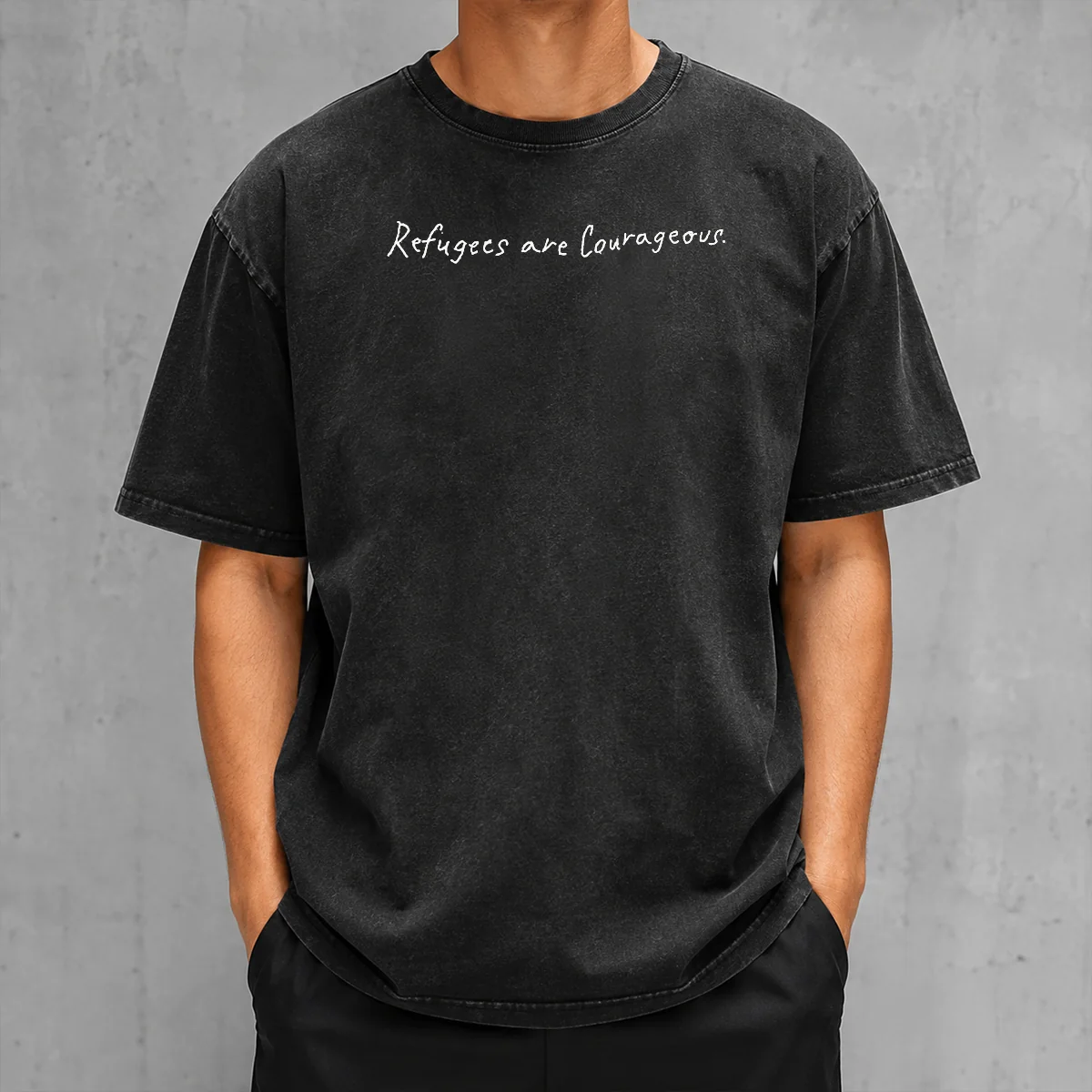 Premium Pretty Refugees Are Courageous Washed T-Shirt