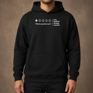 Premium Worst Aquarium Ever New Bedford Whaling Museum hoodie in charcoal gray with front pocket and drawstring hood