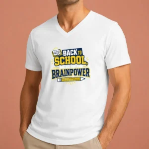 Pretty Back To School Brainpower Typography V-Neck Shirt