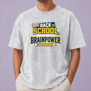 Pretty Back To School Brainpower Typography Washed T-Shirt