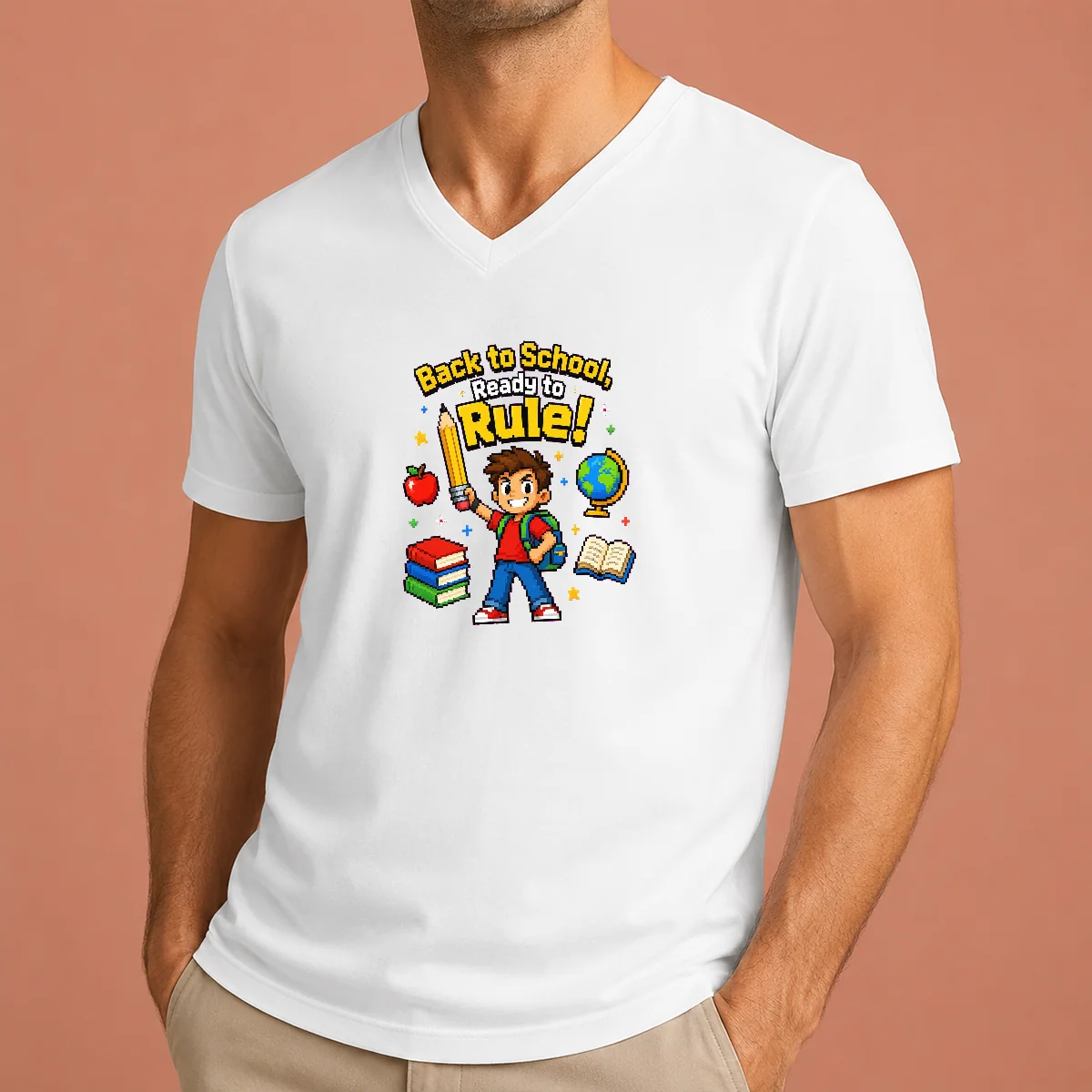 Pretty Back To School Pixel Pride V-Neck Shirt Pretty Back To School Pixel Pride V-Neck Shirt